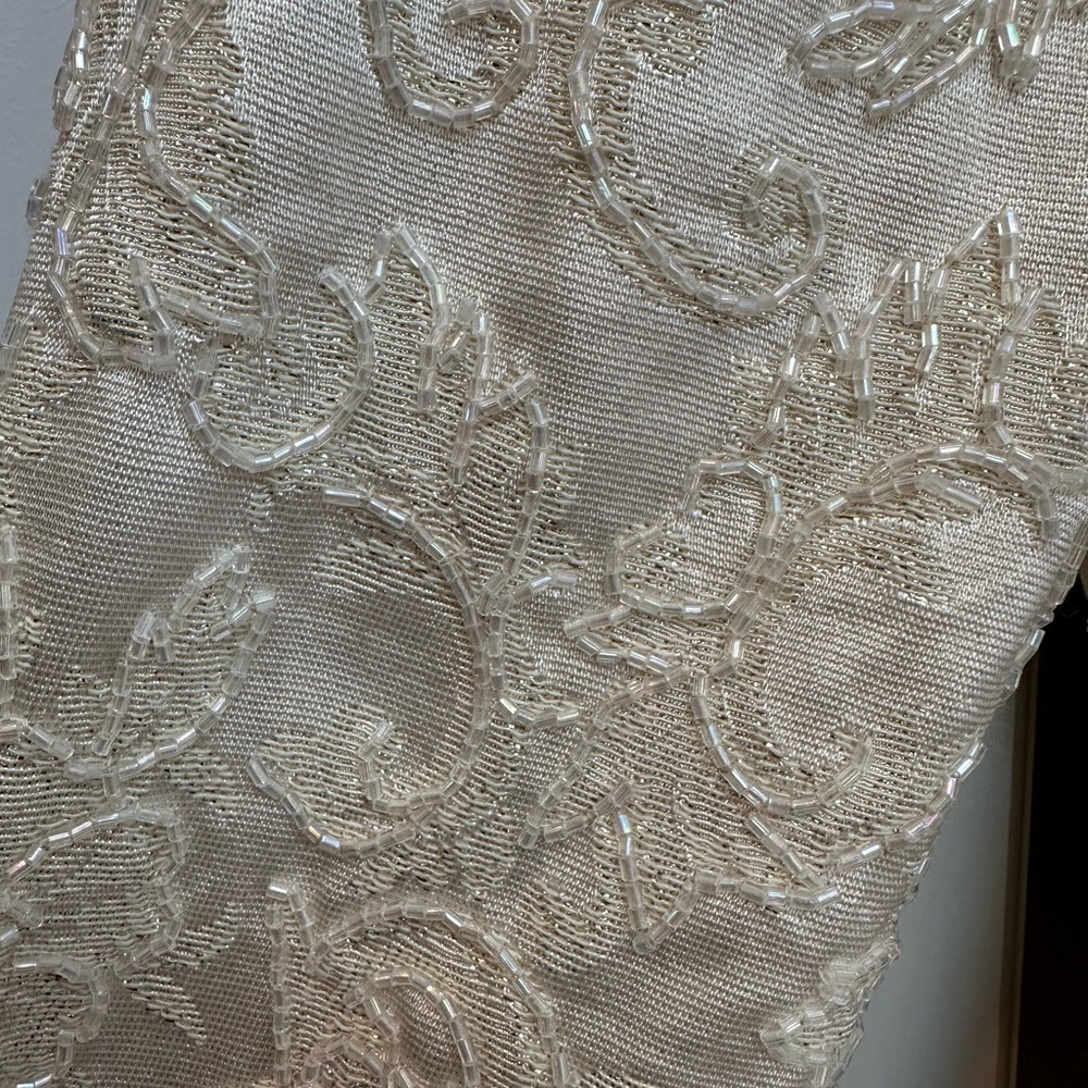 Vintage Carmen Marc Valvo Ivory Cream Lace Sequin Beaded Formal Jacket Size 14 L - Picture 10 of 16